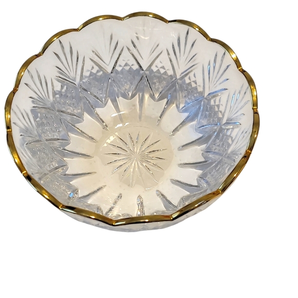 Dublin Crystal Bowl Gold Trim Serving or Decorative - Picture 4 of 5